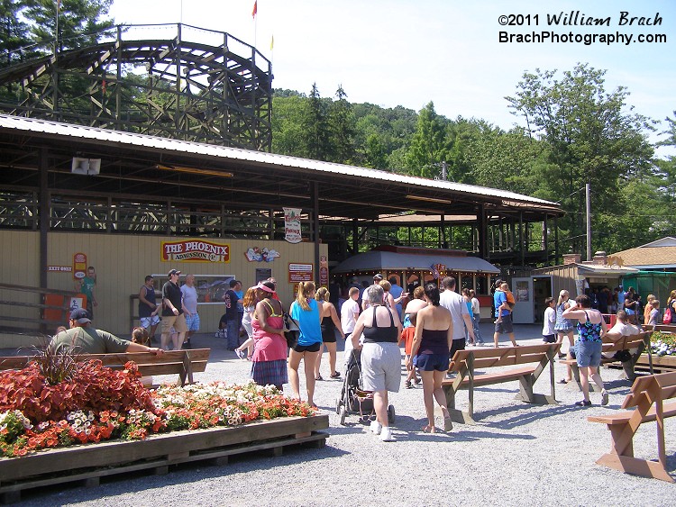 Entrance is just to the left of the train car that also doubles as a ticket booth that you can purchase your Knoebels tickets at.