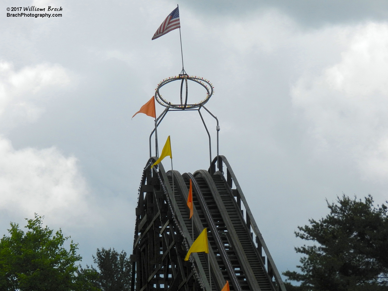 Top of the lift hill crown on Phoenix.