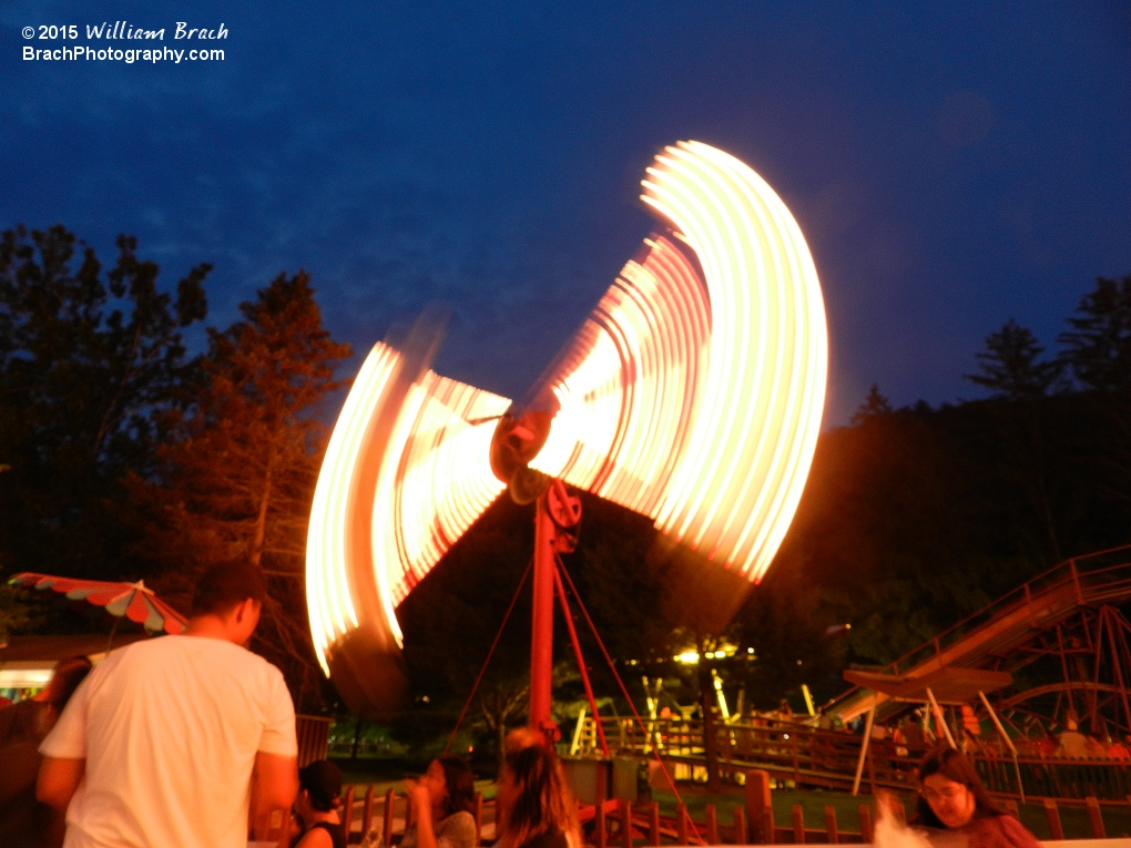 Ride in motion at night.