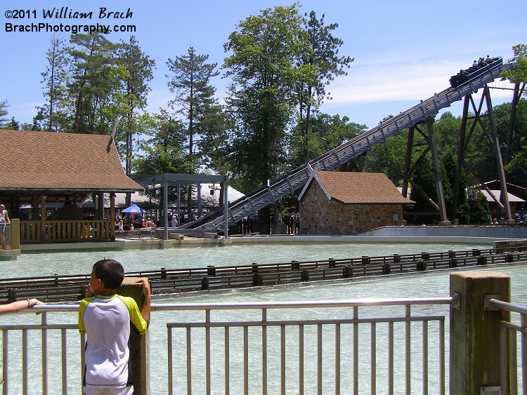 Boat going up the lift hill.