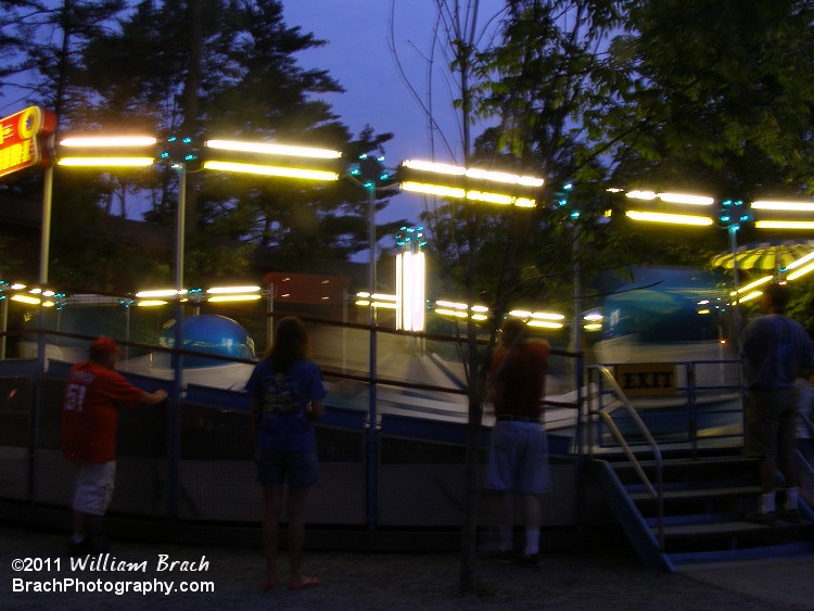 Check out the lights on the Tilt-A-Whirl at night!