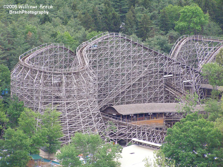 Overview of most of the ride from the Scenic Skyway.  Note the station is a curved station....