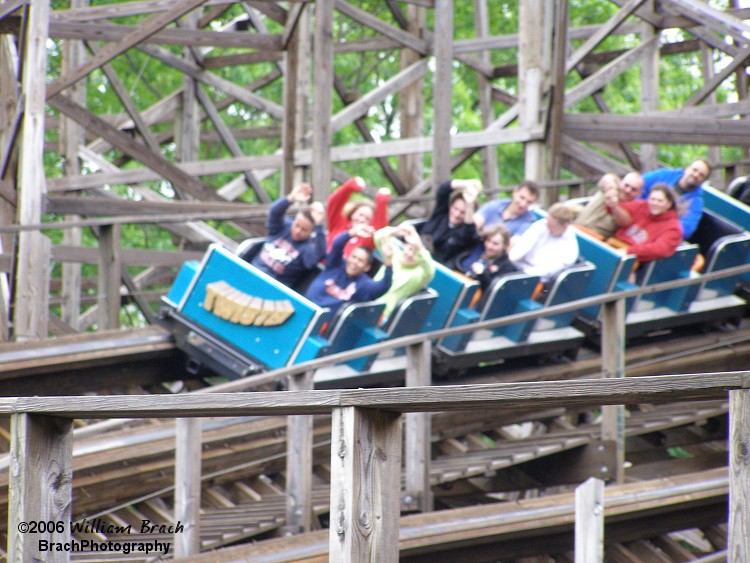 Twister's blue train running the course.