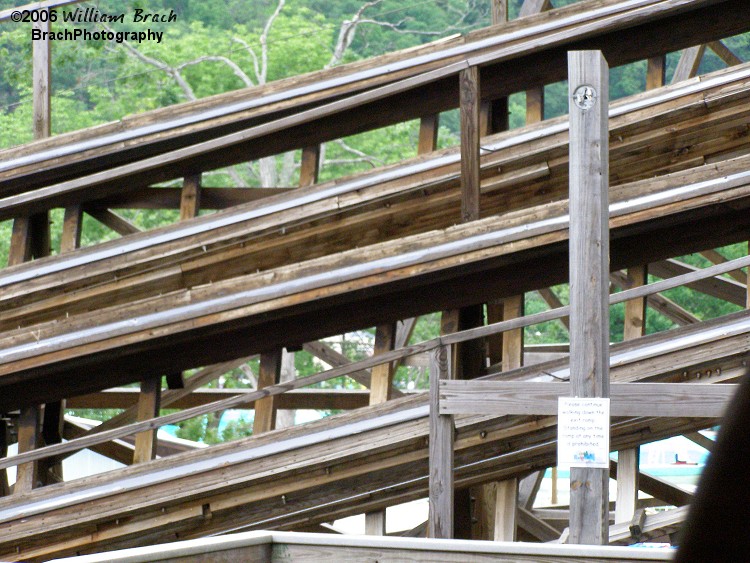 View of the helix track on Twister at Knoebels.