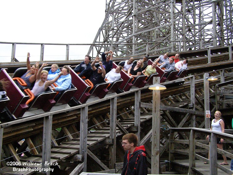 Purple train running the helix on Twister.