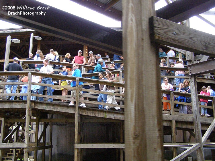 The queue line seen from the Pioneer Train ride.