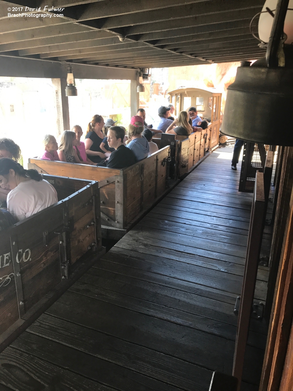 Inside the Calico Mine Ride station.