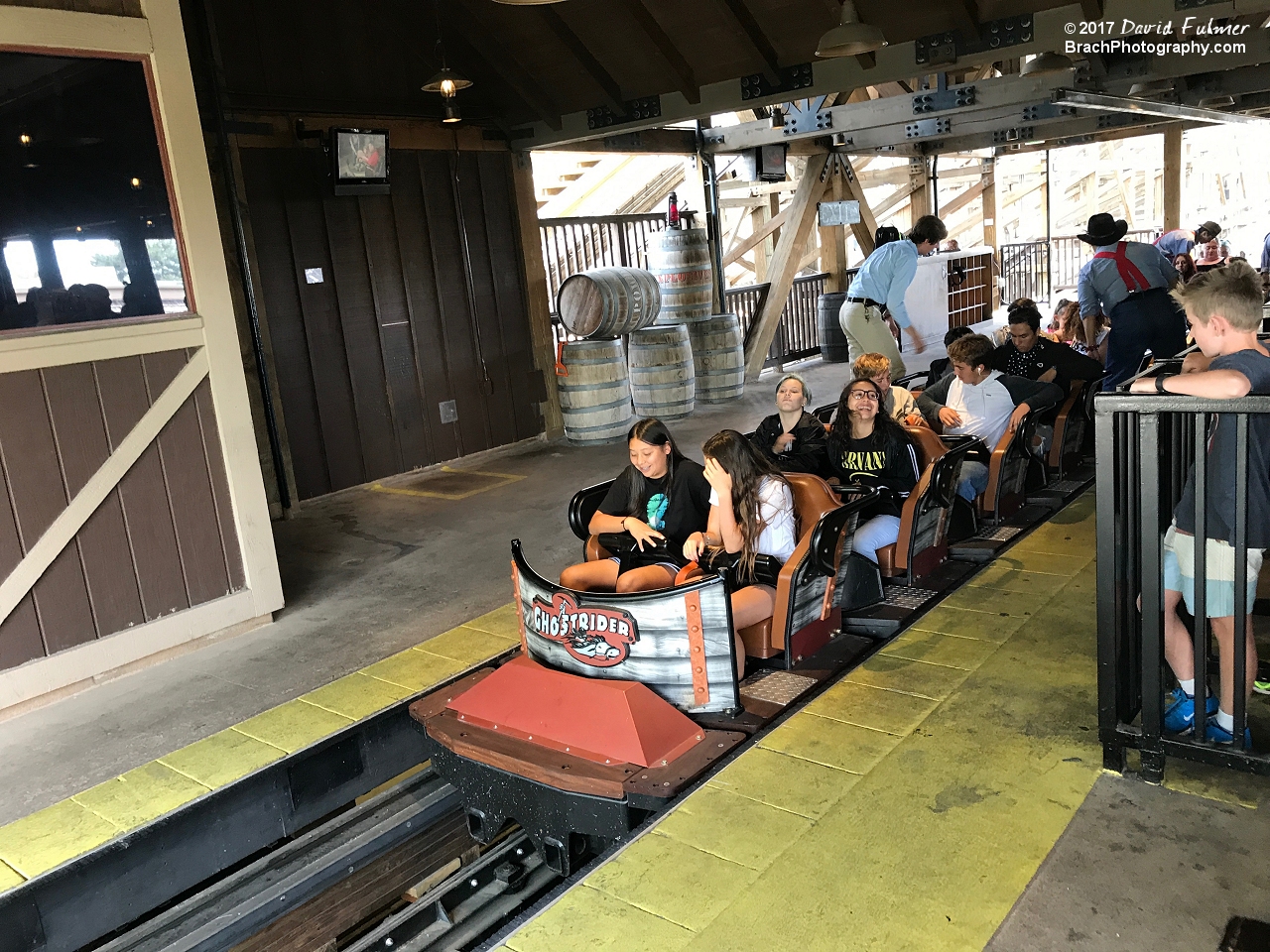 GhostRider ride ops checking restraints.