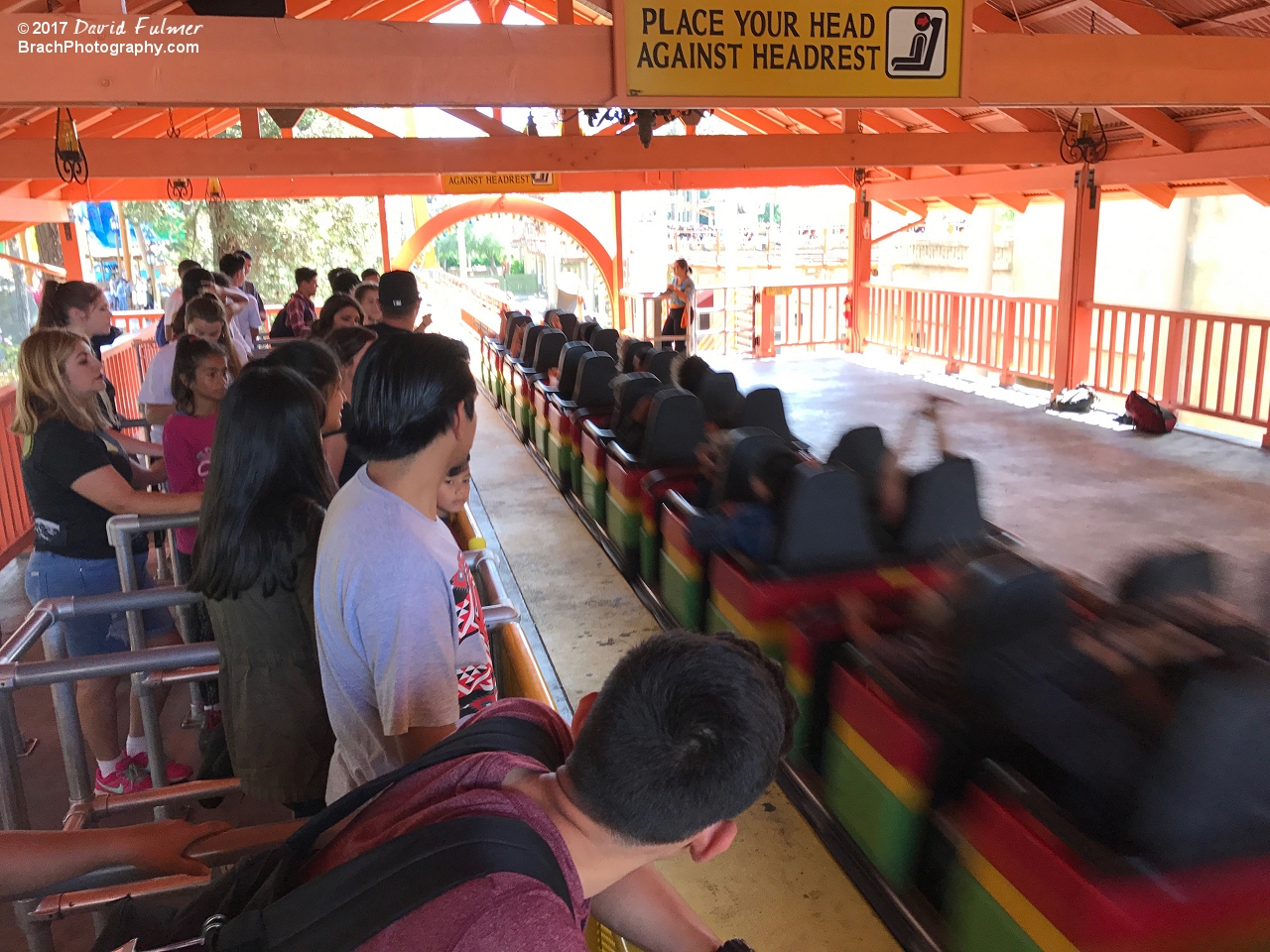 Train rushing through the station.