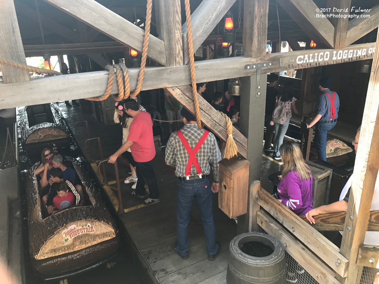 Looking in the station of the Timber Mountain Log Ride.