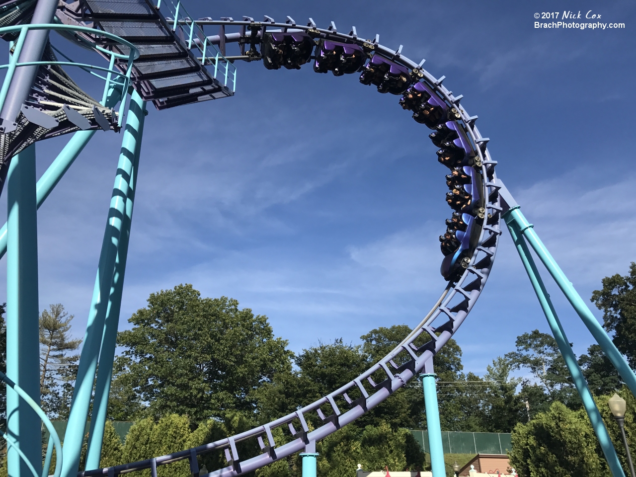 The train headed towards the vertical loop.