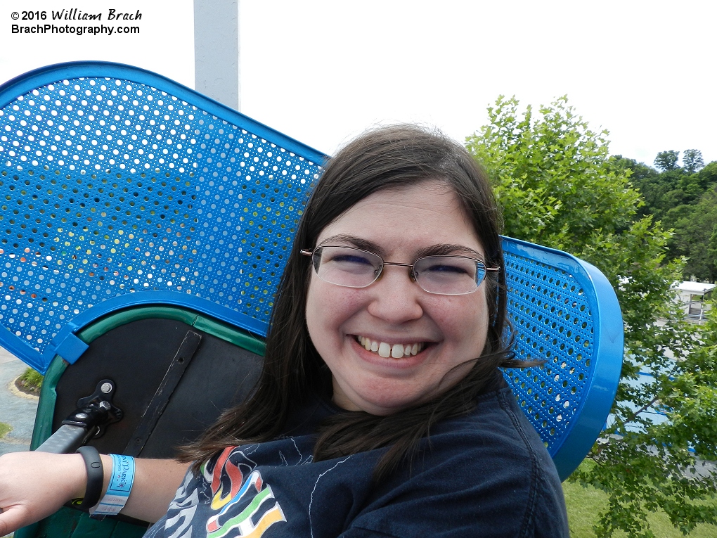 Laura's enjoying her visit at Lakemont Park.