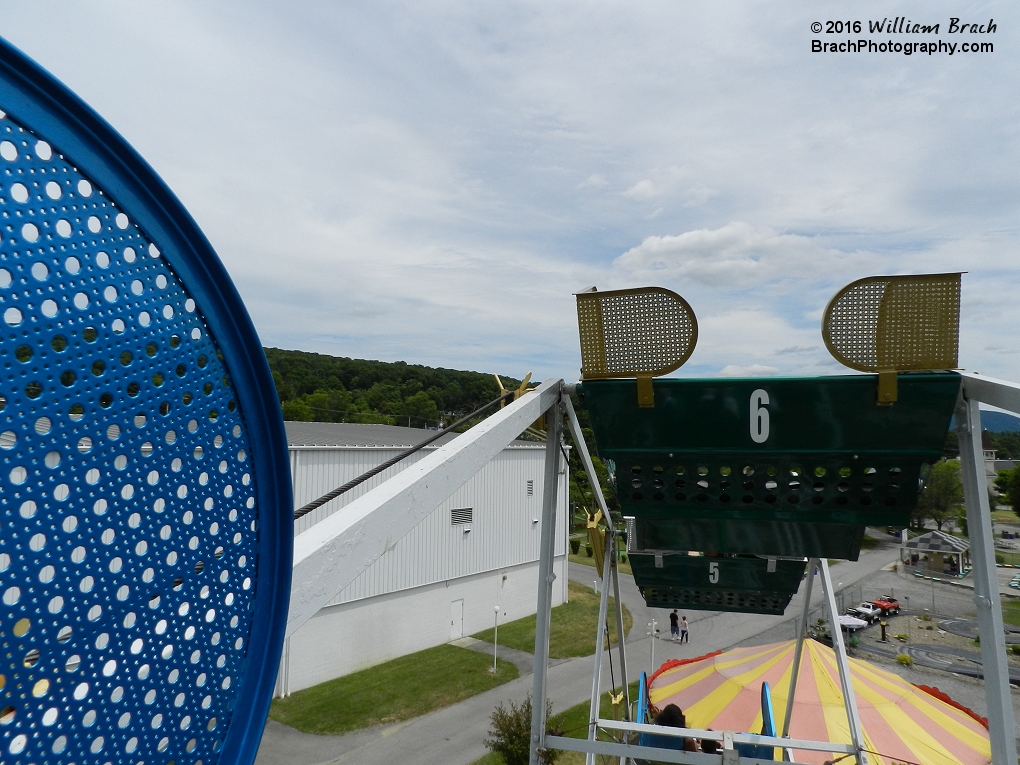 Looking at the cable guides on the Ferris Wheel.