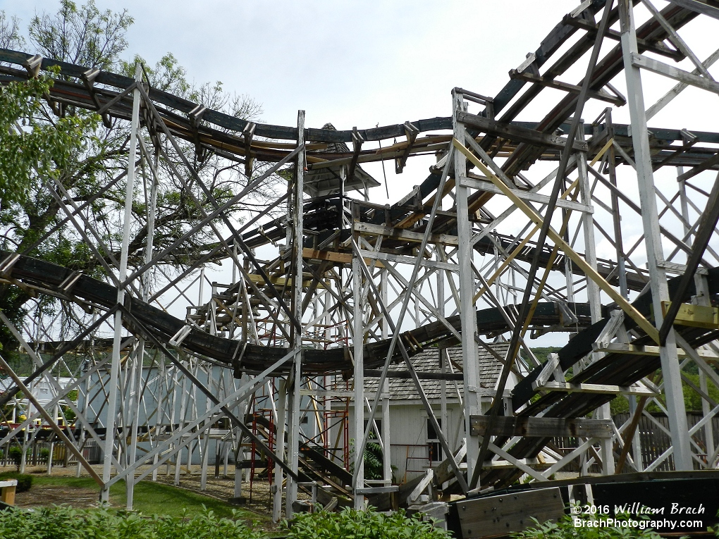 You can see more of the fresh lumber and the top of the lift hill here.