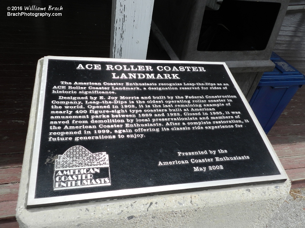 Some people really like to bash ACE.  I don't.  I respect them and really enjoy seeing these plaques at various parks and historical coasters.  If you're a member of any coaster club, show some love to your club in the comments below!