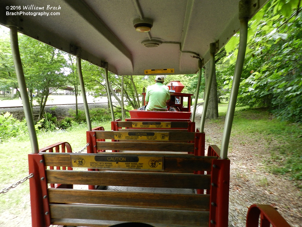 Taking a ride on the railroad train at Lakemont Park.