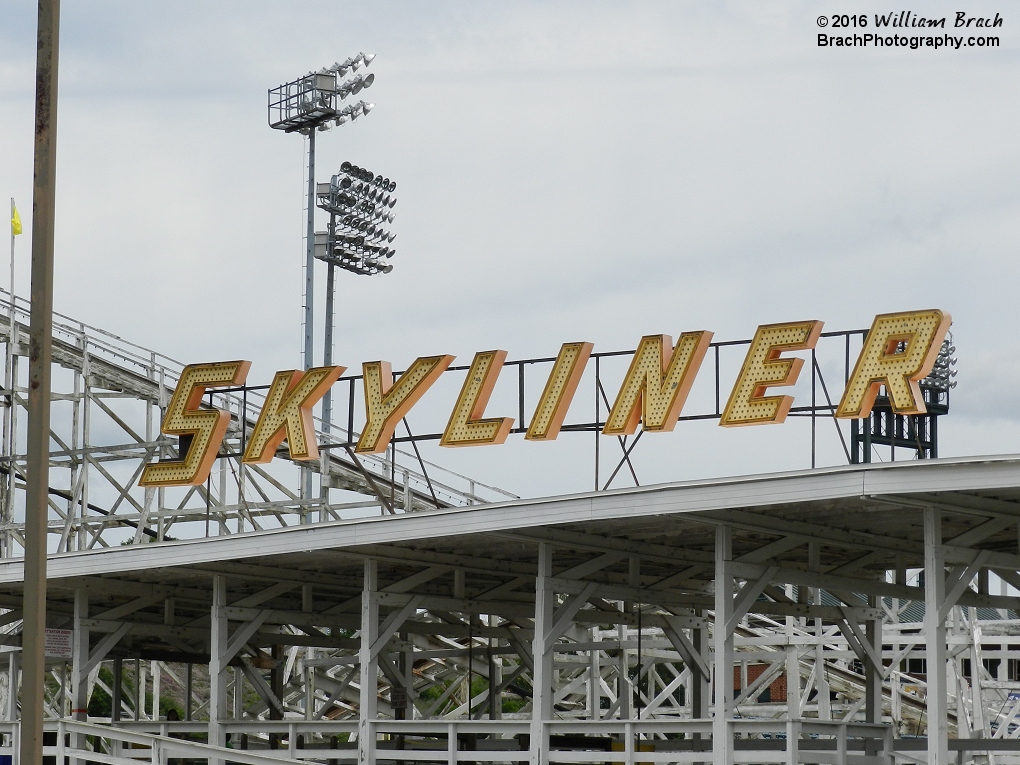 Detailed look at Skyliner's station sign.