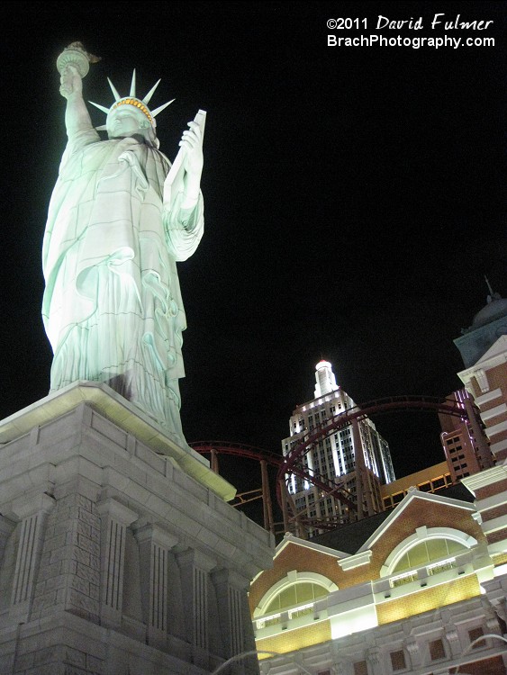 Bright lights excite the coaster at nightime in Las Vegas.