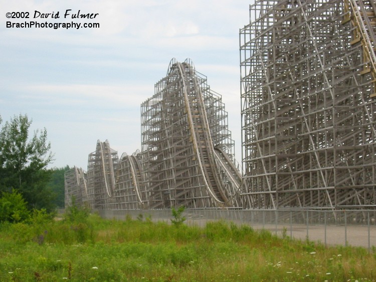 Shivering Timber's second hill is 100ft tall while the third hill is only 5ft shorter than the second at 95ft tall.