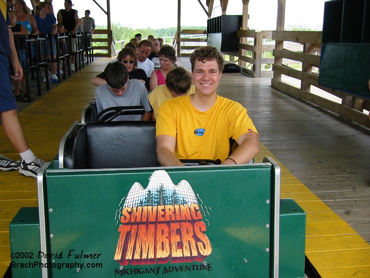 Our very own David Fulmer onboard the Shivering Timbers train.