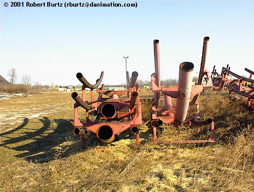 Track pieces of Black Widow in storage at Old Indiana Fun Park.