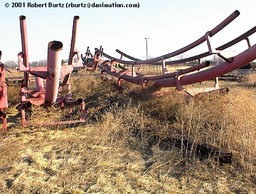 Track pieces in storage at Old Indiana Fun Park.