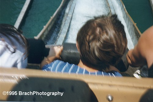 Onboard the Old Mill Scream.  My dad loved to take his camera on this ride and tried to get photos of my Grandparents watching from the bridge.  Old Mill Scream produced quite a splash.  No one was able to make it throug this ride and not get wet.