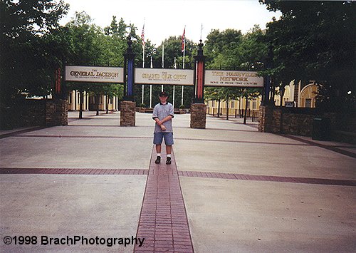 Your webmaster in June 1998 visiting the then-closed Opryland USA.  Very tough experience for him because he grew up riding the rides at Opryland USA every summer as a kid when he visited his grandparents just outside of Nashville.