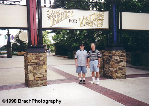 Your teary-eyed webmaster (left) in June 1998 visiting the then-closed Opryland USA.