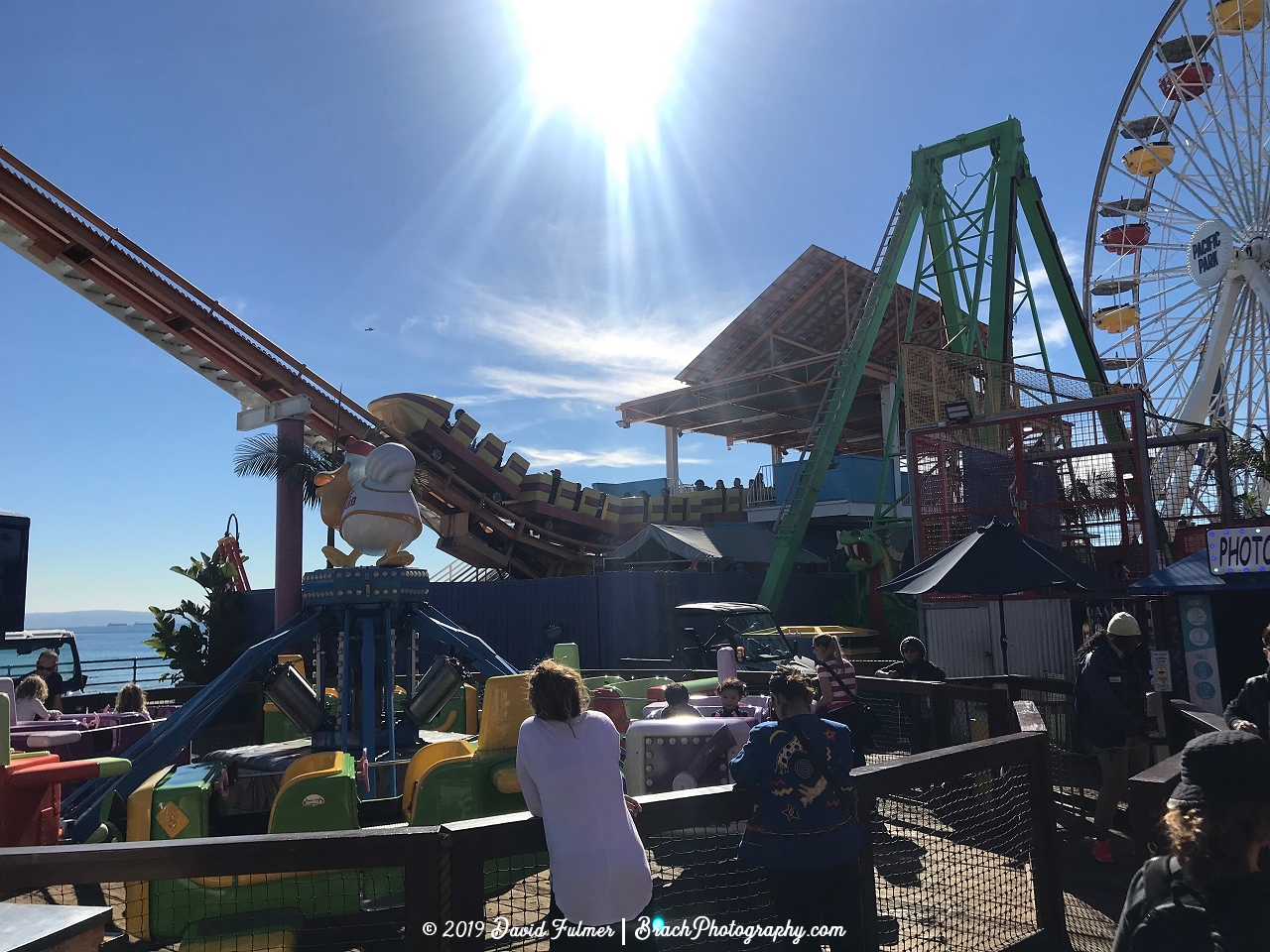 Train going up the lift hill immediately out of the station.