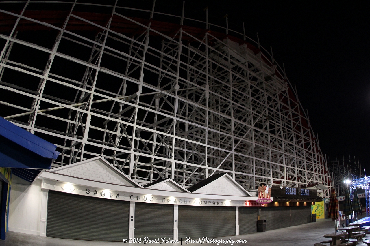 Lift hill at night.