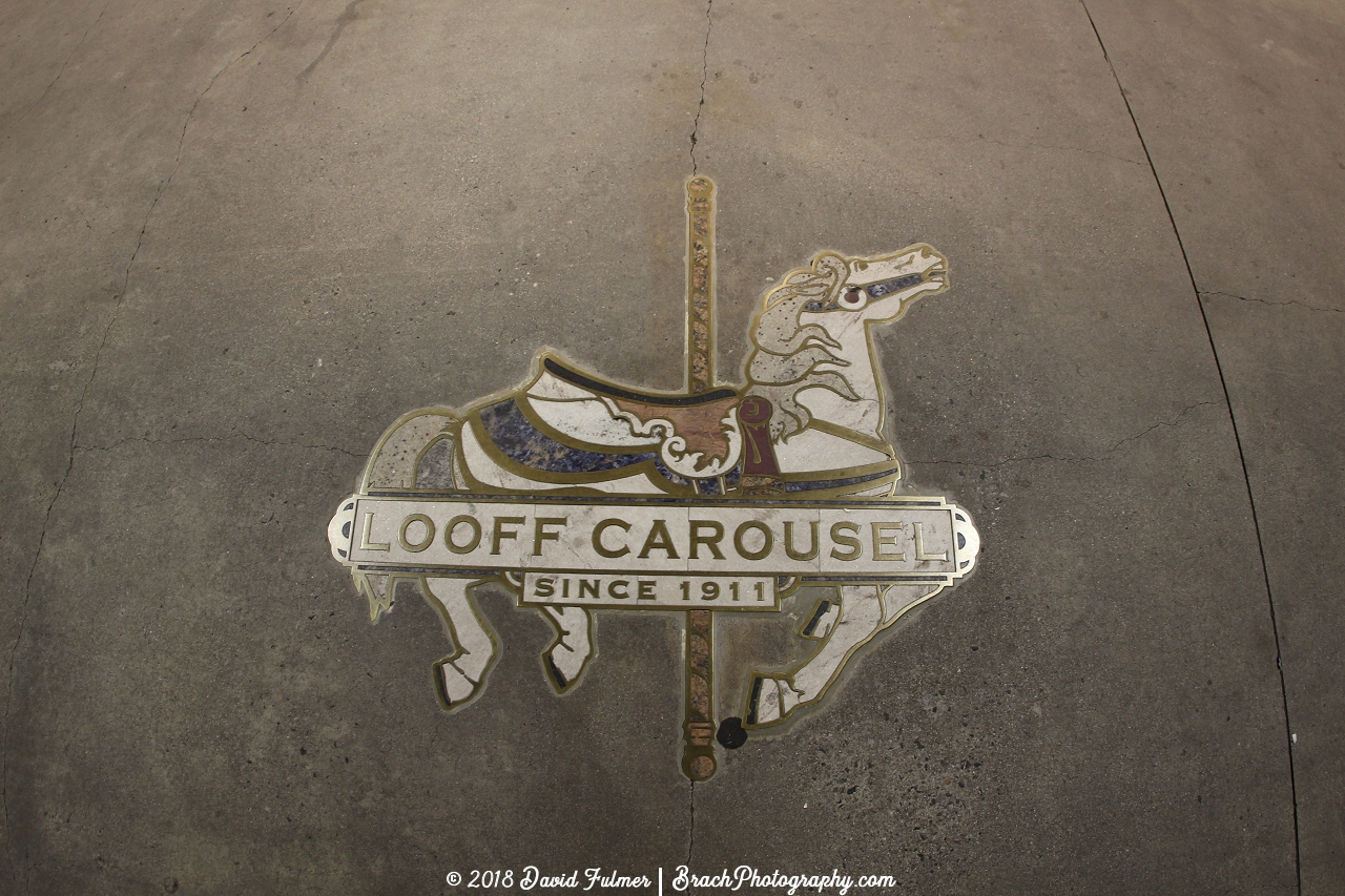 Carousel logo stampped into the walkway.