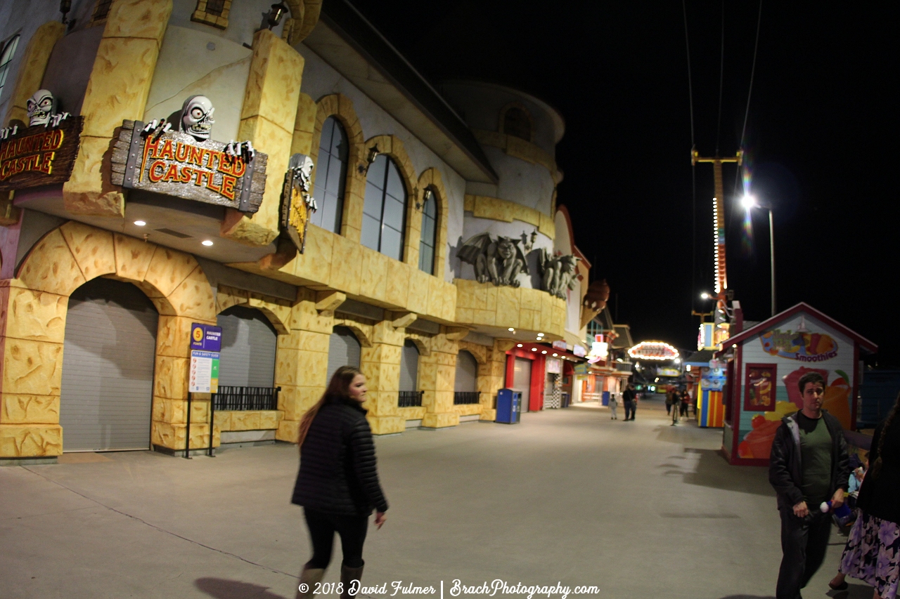 Haunted Castle on the Boardwalk at night.