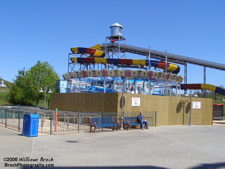 Alpine Bobs under construction in its final location in the park before being removed.  This was the former home location to Krypton Comet.