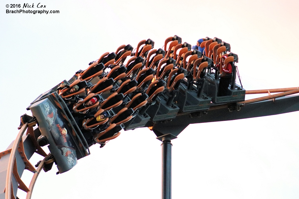 The train dropping towards the ground.