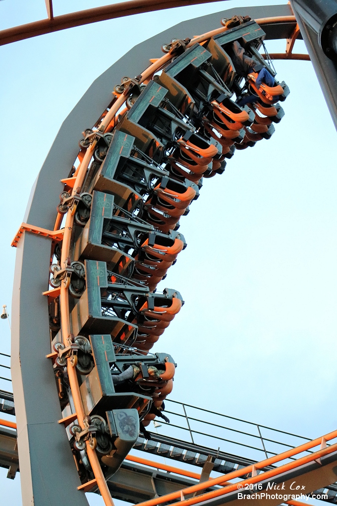 The vertical loop on B&M's oldest roller coaster.