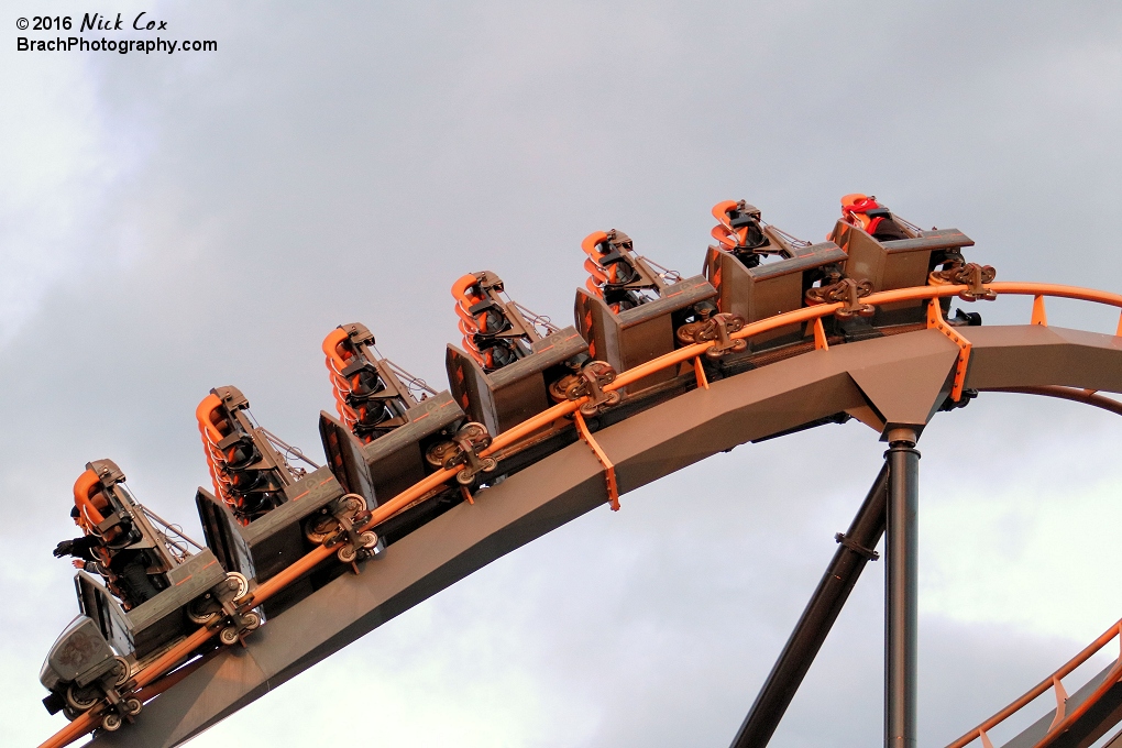 The train dropping towards the ground.