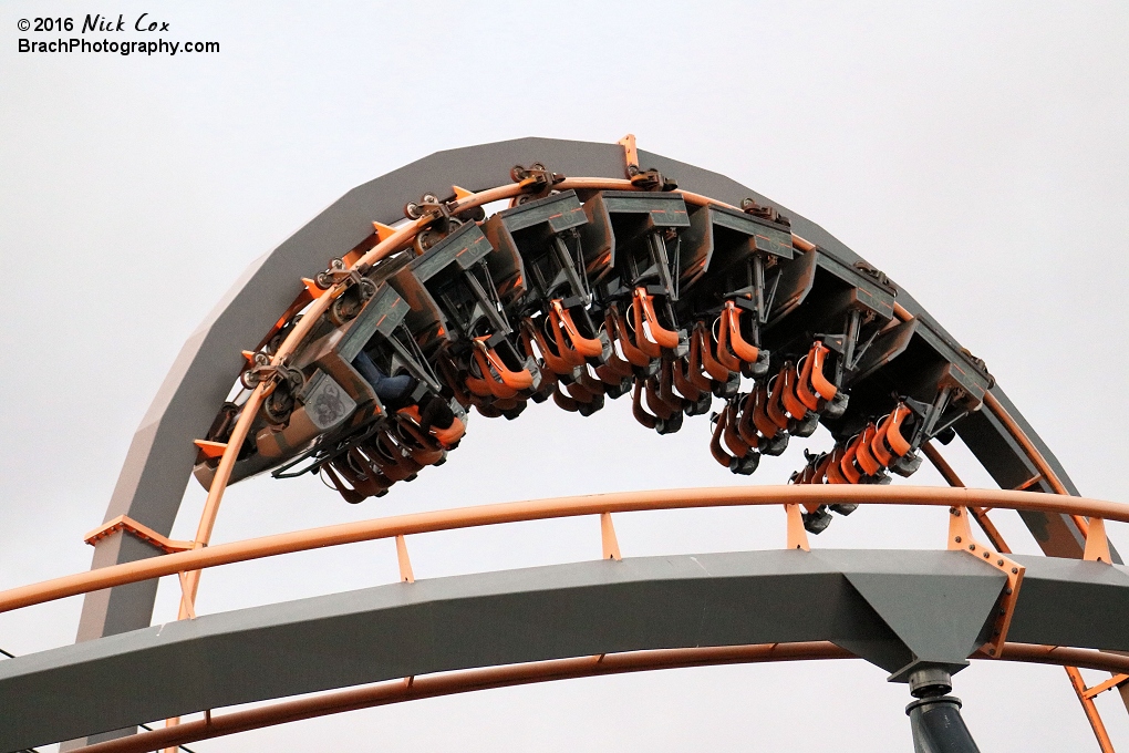 The train going through the vertical loop.