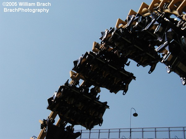 Train running the vertical loop.