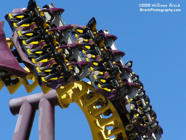 Batwing train taking a test run with no passengers.