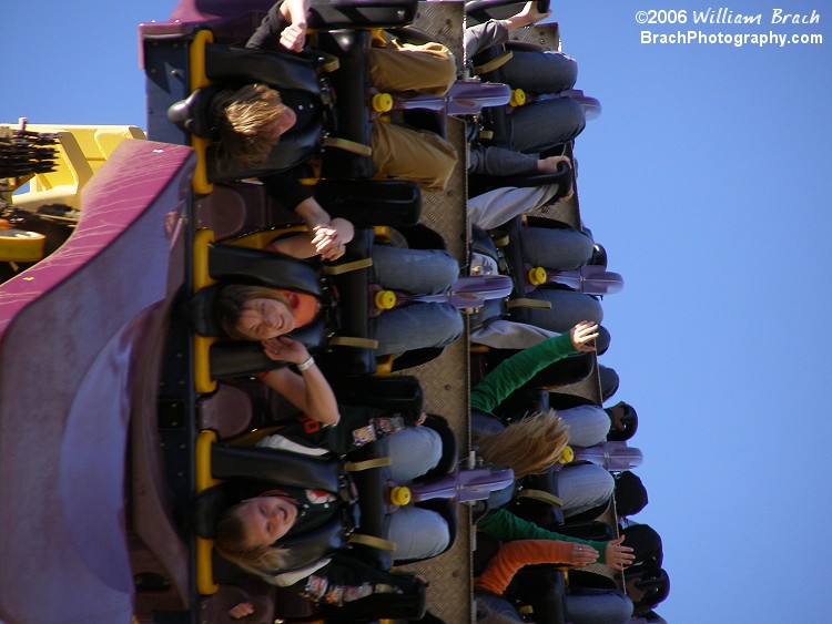 Closeup of the riders and their expressions on Batwing.