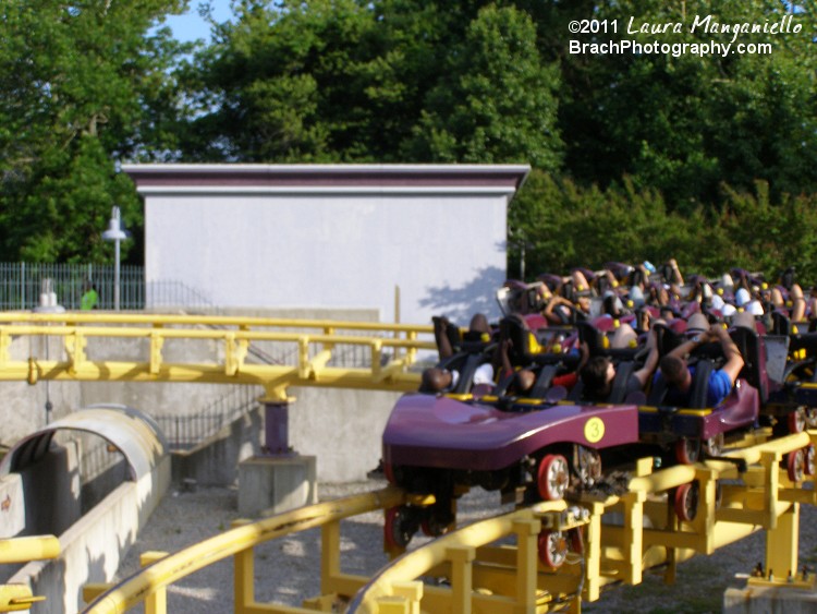 Batwing train returning to the station.