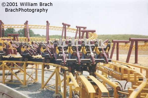 Batwing had three trains when it opened in 2001.  Several seasons later, the third train was nowhere to be seen.