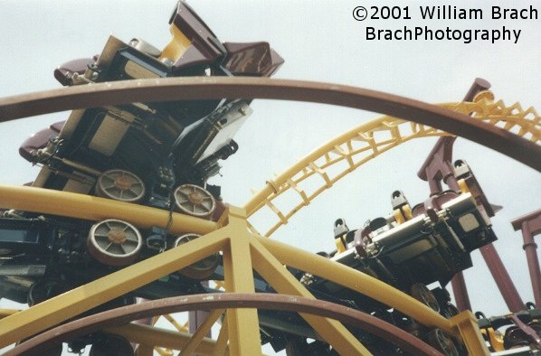 Looking up at the Batwing trains.