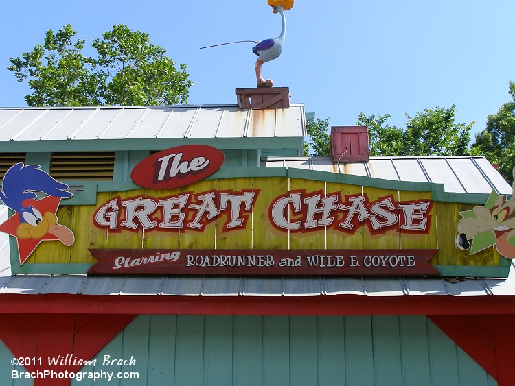 Sign ontop of the Great Chase station.