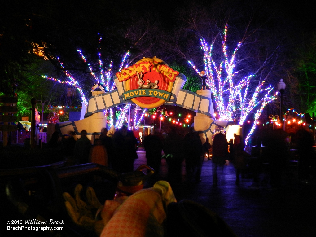 All decked out in lights!  Beautiful at night!