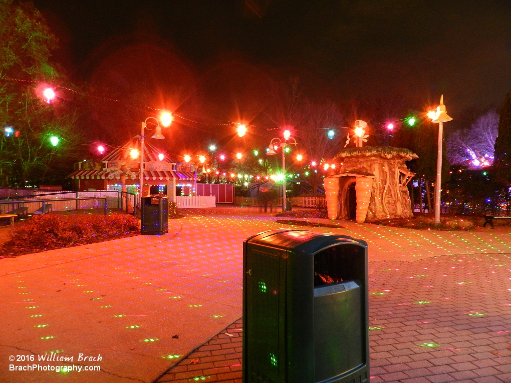 Check out all the laser light spots on the ground!  Red, Green and Blue laser lights were shining all over the place!