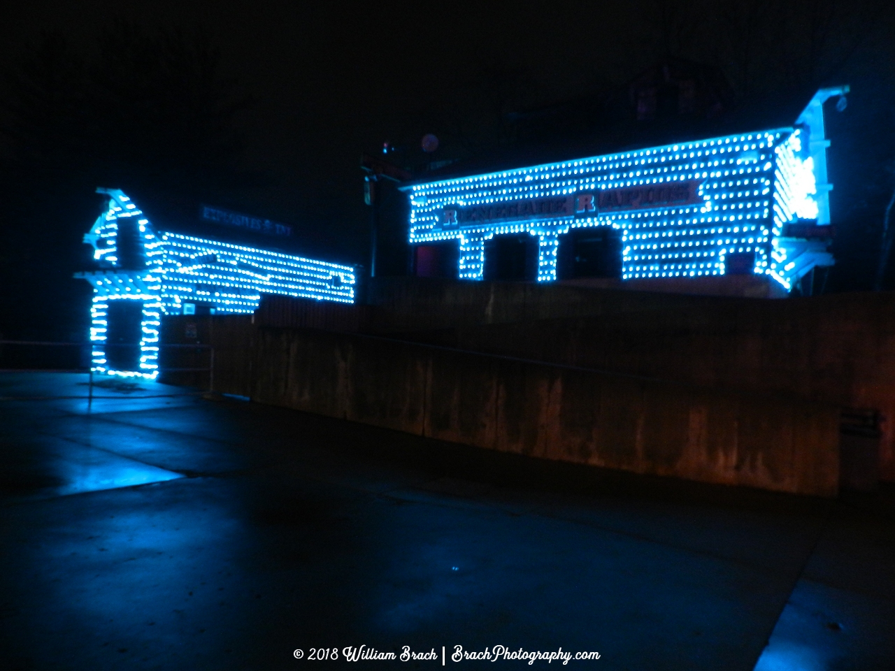 Love how the rapids buildings are lit up in blue lights.