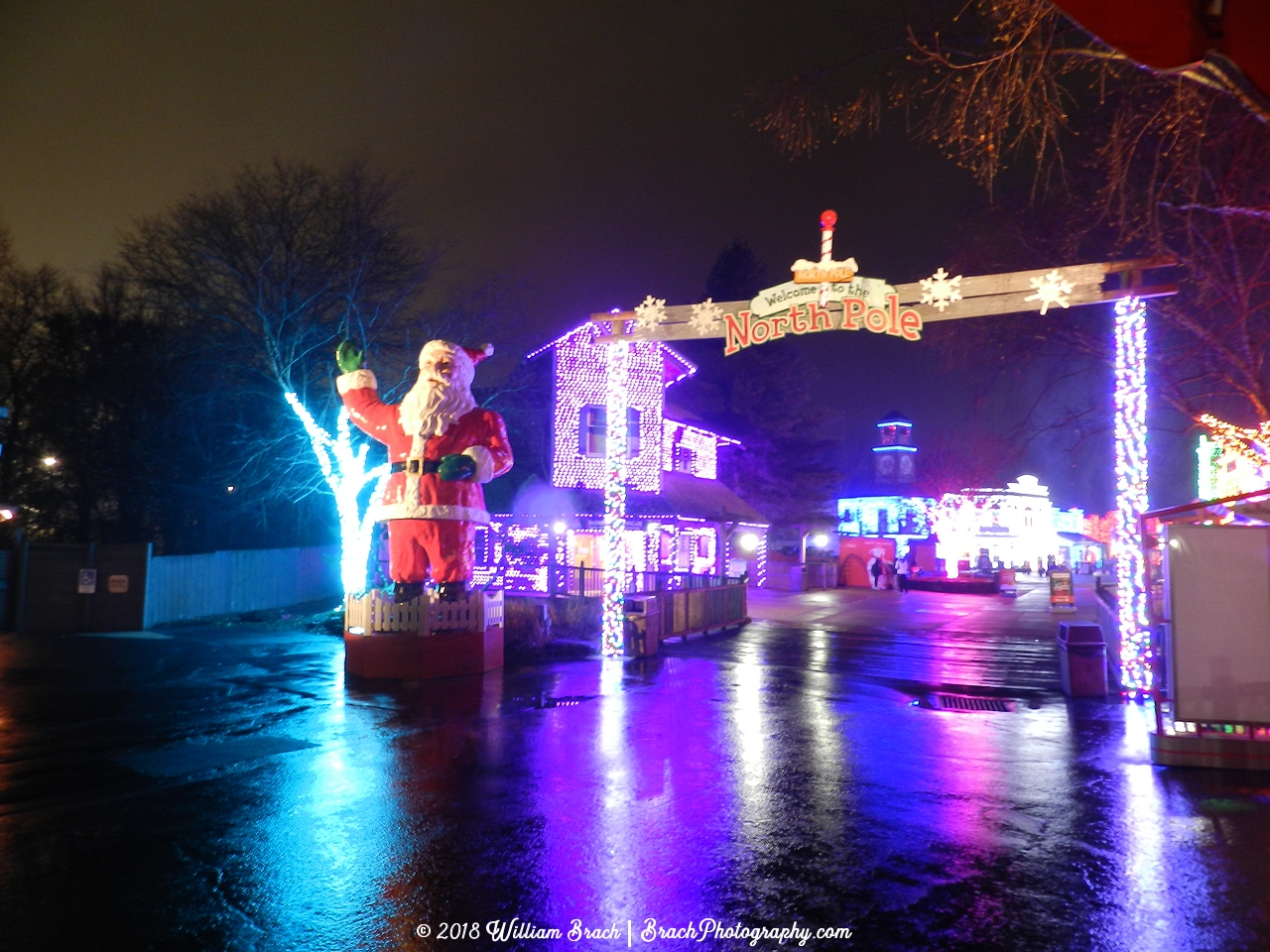 Welcome to the North Pole section of Six Flags America during Holiday in the Park.