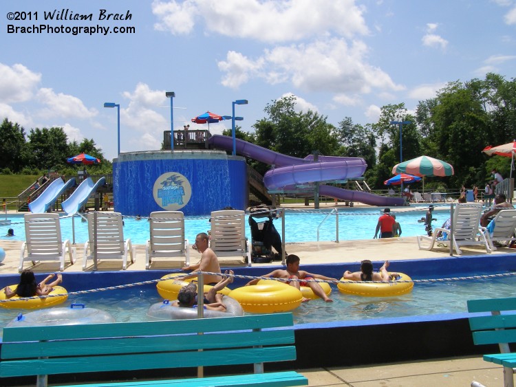 Lazy river and kiddie slides.